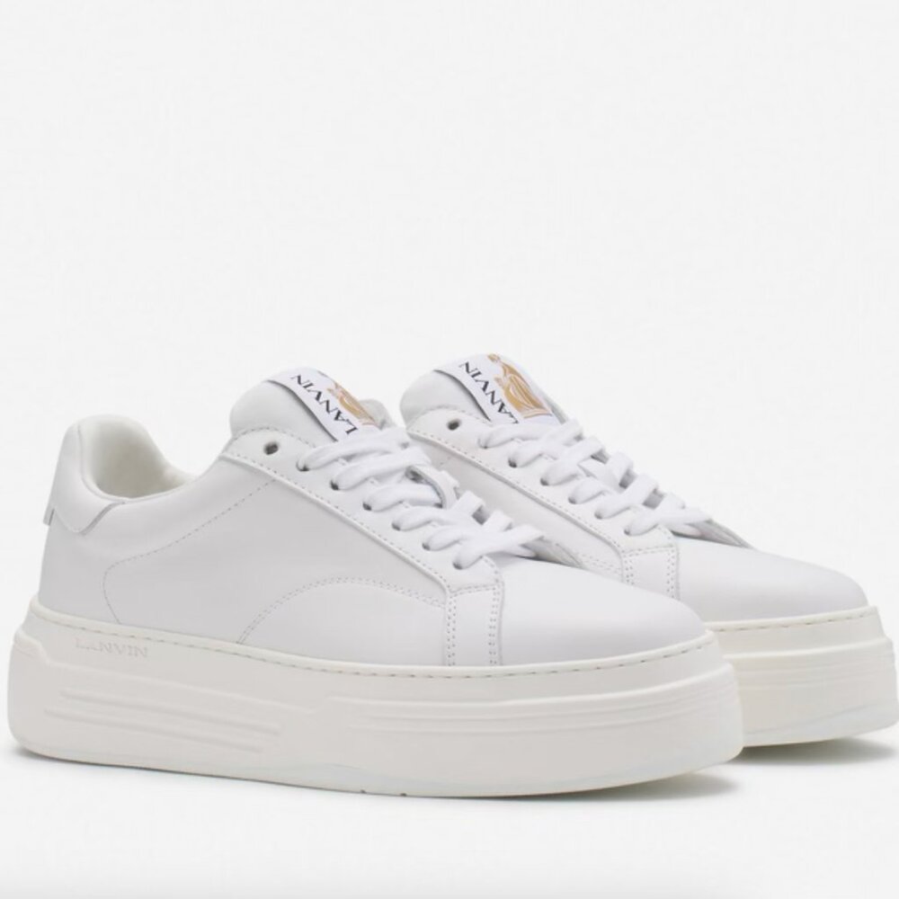 Lanvin Ddb0 Leather Platform Sneakers Size 37 7 Great Condition